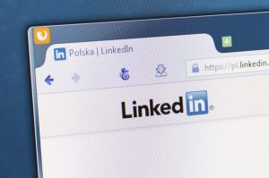BELCHATOW, POLAND - APRIL 11, 2014: Photo of Linkedin social network homepage on a monitor screen.